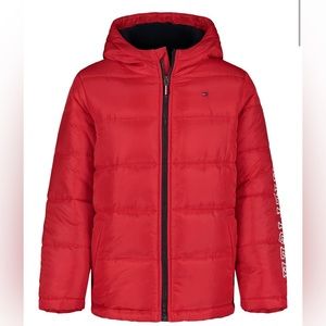 Tommy Hilfiger Big Boys Logo Hem Puffer Coat